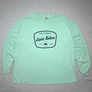 Comfort Colors Mens Long Sleeve T-Shirt 3XL Green Lake Tahoe California Graphic